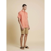 Peach Orange Scooter Printed Shirt-S