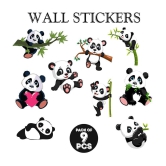 Zyozi Panda Theme Wall Sticker, Wall Sticker for Home, Animals Wall Sticker, Wall Sticker for Kids - Wall Stickers for Home Wall Decorations (Pack of 9) - Black