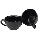 AADEEP Ceramic Soup and Coffee Wide Large Mug with Handle - Set of 1, 350 Ml Matte Finish | Bone Ash Free and Microwave Safe | for Maggi, Cappuccino, Latte, Green Tea - Black