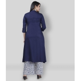 MAUKA - Navy Blue A-line Rayon Women''s Stitched Salwar Suit ( Pack of 1 ) - L