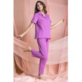 Clovia Cotton Nightsuit Sets - Purple Pack of 2 - L