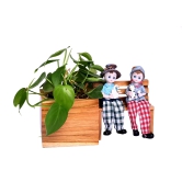 The Wooden Bench with Couple Figurine Planter