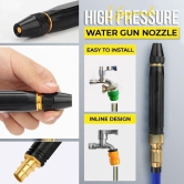 Portable High Pressure Washing Water Nozzle with 3 attachments (Black)