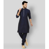 Paul Street - Blue Cotton Blend Slim Fit Mens Kurta Pyjama Set ( Pack of 1 ) - None