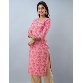 Doriya Rayon Printed 3/4th Sleeves Straight Pink Kurti Single - None