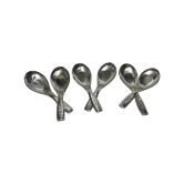 Dynore 6 Pcs Soup Spoons Stainless Steel Soup Spoon Silver ( Pack of 6 ) - Silver