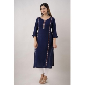 Kapadia - Navy Rayon Womens Straight Kurti ( Pack of 1 ) - None