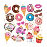 Zyozi  20 Pcs Donut Photo Booth Props,Donut Time Zyoziques for Girl Doughnut Birthday Party Supplies / Donut Birthday Party Supplies,Donut Photo Booth Props for Girls,Birthday Party,Baby Sho