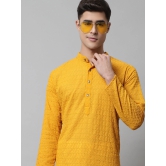 Jompers Men Mustard Chikan Kurta Only-L / Mustard