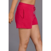 Sinner Printed Red Cotton Shorts for Women