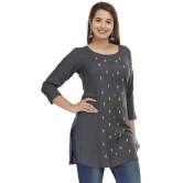 JC4U - Grey Rayon Womens Straight Kurti ( Pack of 1 ) - None