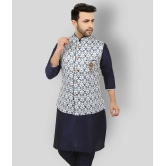 Paul Street - Blue Cotton Blend Slim Fit Mens Kurta Pyjama Set ( Pack of 1 ) - None