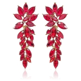 YouBella Jewellery Girls/Womens Stylish Latest Design Gold Plated Crystal Earrings (Red) - Red