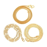 AanyaCentric Combo of 3 Gold Plated 28inches Long Fashion Chain - None