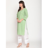 Queenley - Green Cotton Women's Straight Kurti ( Pack of 1 ) - L