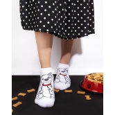 Balenzia x Disney Character Cushioned Ankle socks for women-101 Dalmations (Pack of 1 Pair/1U)-White-Stretchable from 19 cm to 30 cm / 1 N / White