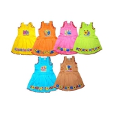 Baby girl cotton printed frock  (pack of 6) - None