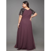 Miss Chase A+ Georgette Embellished Full Length Womens Side Slit Dress - Mauve ( Pack of 1 ) - None