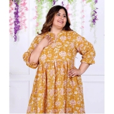 Swasti Cotton Blend Printed Anarkali Womens Kurti - Yellow ( Pack of 1 ) - None