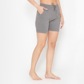 Plain Knitted Shorts For Women - Charcoal Grey Charcoal Grey XL