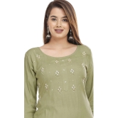 JC4U - Green Rayon Womens Straight Kurti ( Pack of 1 ) - None