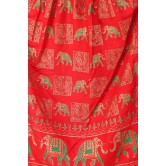 Flame-Scarlet Digitally Printed Casual Skirt with Motifs of Elephants And Flowers From Pilkhuwa