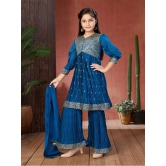 Aarika Teal Georgette Girls Kurta and Sharara Set ( Pack of 1 ) - None