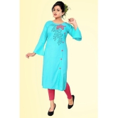 haya fashion - Turquoise Rayon Women's Straight Kurti ( Pack of 1 ) - None