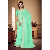 Om Shantam Sarees Georgette Embroidered Saree With Blouse Piece - Sea Green ( Pack of 1 ) - Sea Green