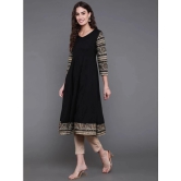 Antaran Rayon Printed Flared Womens Kurti - Black ( Pack of 1 ) - None