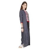 Alena - Navy Rayon Womens Jacket Style Kurti - None