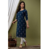 Lee Moda - Blue Rayon Women's Straight Kurti ( Pack of 1 ) - XXL