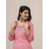 Frionkandy Rayon Embroidered Straight Womens Kurti - Pink ( Pack of 1 ) - None