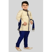 J D Creation Beige Jacquard Boys Indo Western Sherwani & Churidar Set ( Pack of 1 ) - None