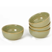 Chip Resistance Porcelain Bowls Set of 4 (180ml) for Serving Vegetable, Dal, Cereal, Mixing Bowl for Snack, Microwave and Dishwasher Safe, Perfect for Dining and Gifting, Olive Green