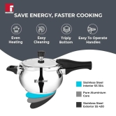 Bergner Pura Belly Shape Stainless Steel Outer Lid Pressure Cooker | Gas & Induction Compatible | Silver 3.5 Litre