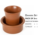 Premium Ceramic Dawara Set, Tea Dabara Set, Tumbler Set for Authentic South Indian Filter Coffee, Serving Drinkware, Set of 1, 120 ml, Earthy Brown