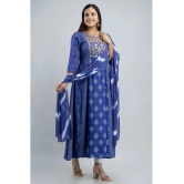 MAUKA - Blue Straight Rayon Womens Stitched Ethnic Gown ( Pack of 1 ) - None