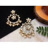 Kundan Flower Chandbali Earrings