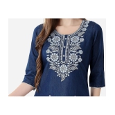 Meher Impex Denim Embroidered Straight Womens Kurti - Blue ( Pack of 1 ) - None