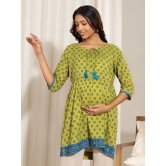 Janasya Green Cotton Maternity Tunics Single - 2XL