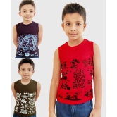 Hap Kings Multi Cotton Printed Boys Vest ( Pack of 3 ) - None