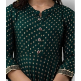 Lee Moda - Green Rayon Womens Flared Kurti ( Pack of 1 ) - M