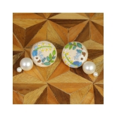 Embroidered Parsi Gara Cream Blooming Flower Pearl Earrings