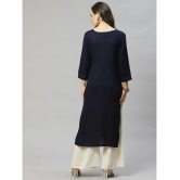 JC4U - Navy Blue Cotton Womens Straight Kurti ( Pack of 1 ) - None