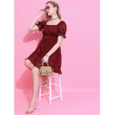 Ketch Polyester Self Design Mini Womens Fit & Flare Dress - Maroon ( Pack of 1 ) - None