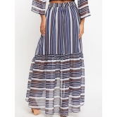 Striped Flared Maxi Skirt