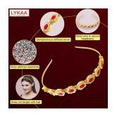 LYKAA Kundan Hair Band Sheeshphool Matha patti Hair Accessories for Women and Girls - 1Pcs (RED) - Red