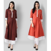 Estela - Multicolor Cotton Women''s Flared Kurti ( Pack of 2 ) - 3XL