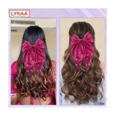 Lykaa Large Satin Hair Bow with Pearls Longtail Clips Hair Accessories for Women -1 Pcs (Multicolor) - Magenta